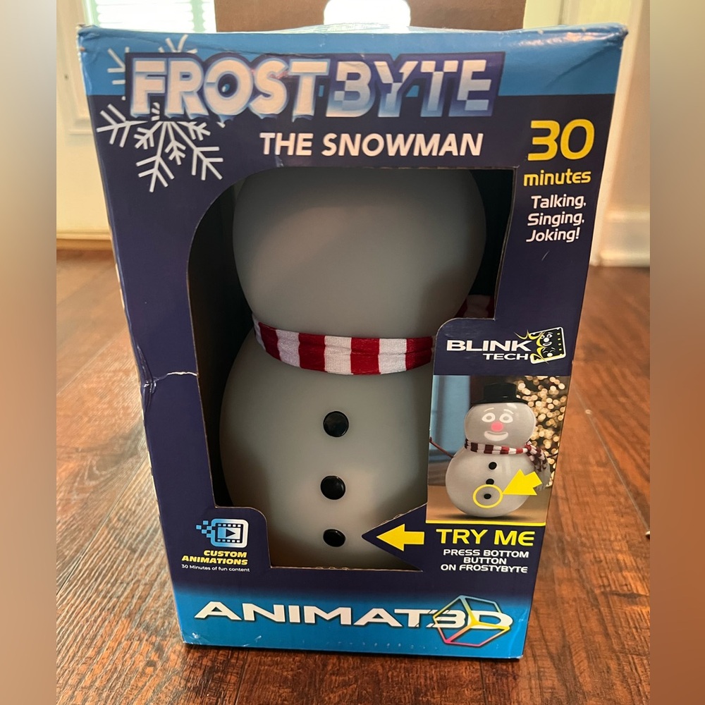 Frostbyte Animated Snowman with Red and White Scarf